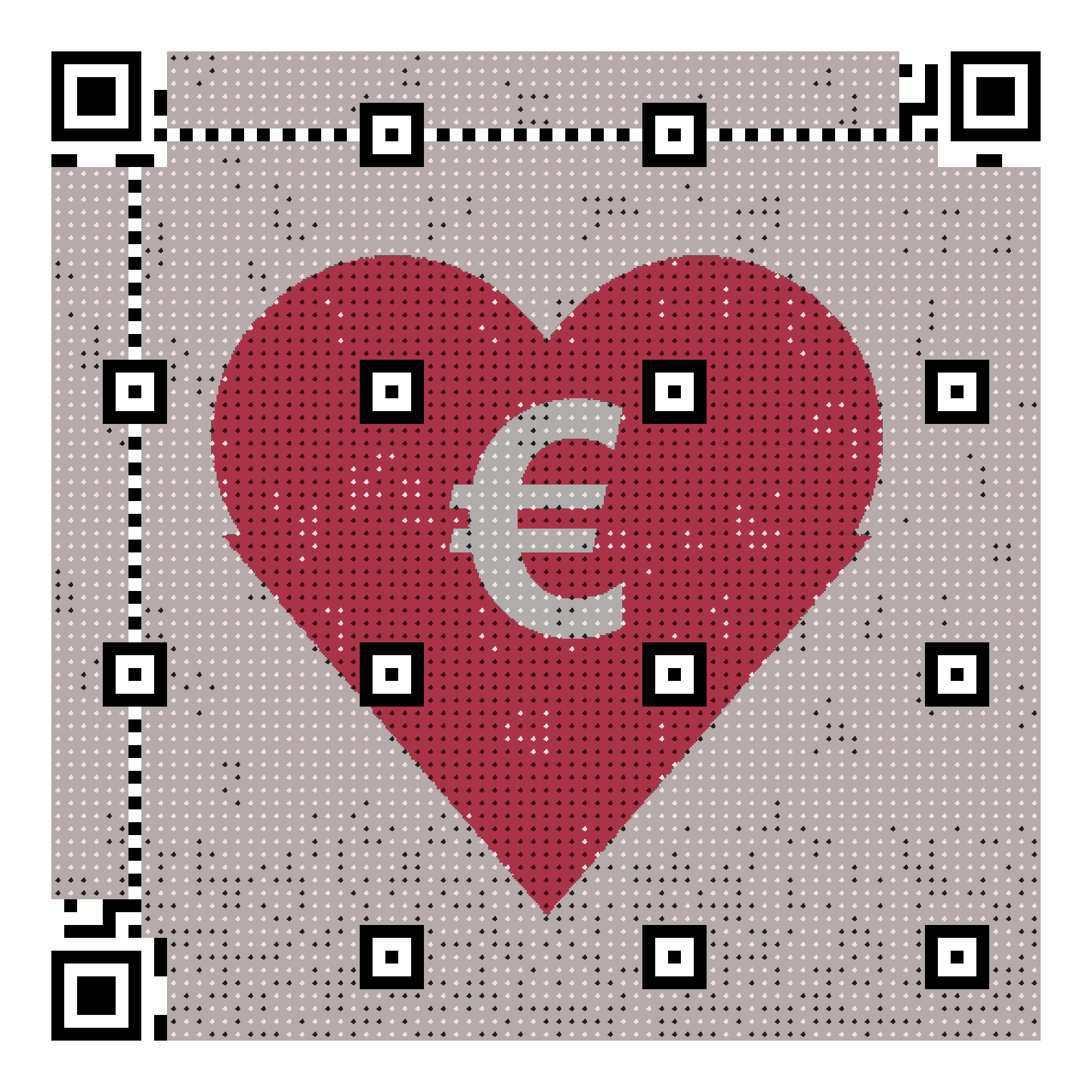 Scannable SEPA payment QR code generated from an illustration of a heart with a euro sign