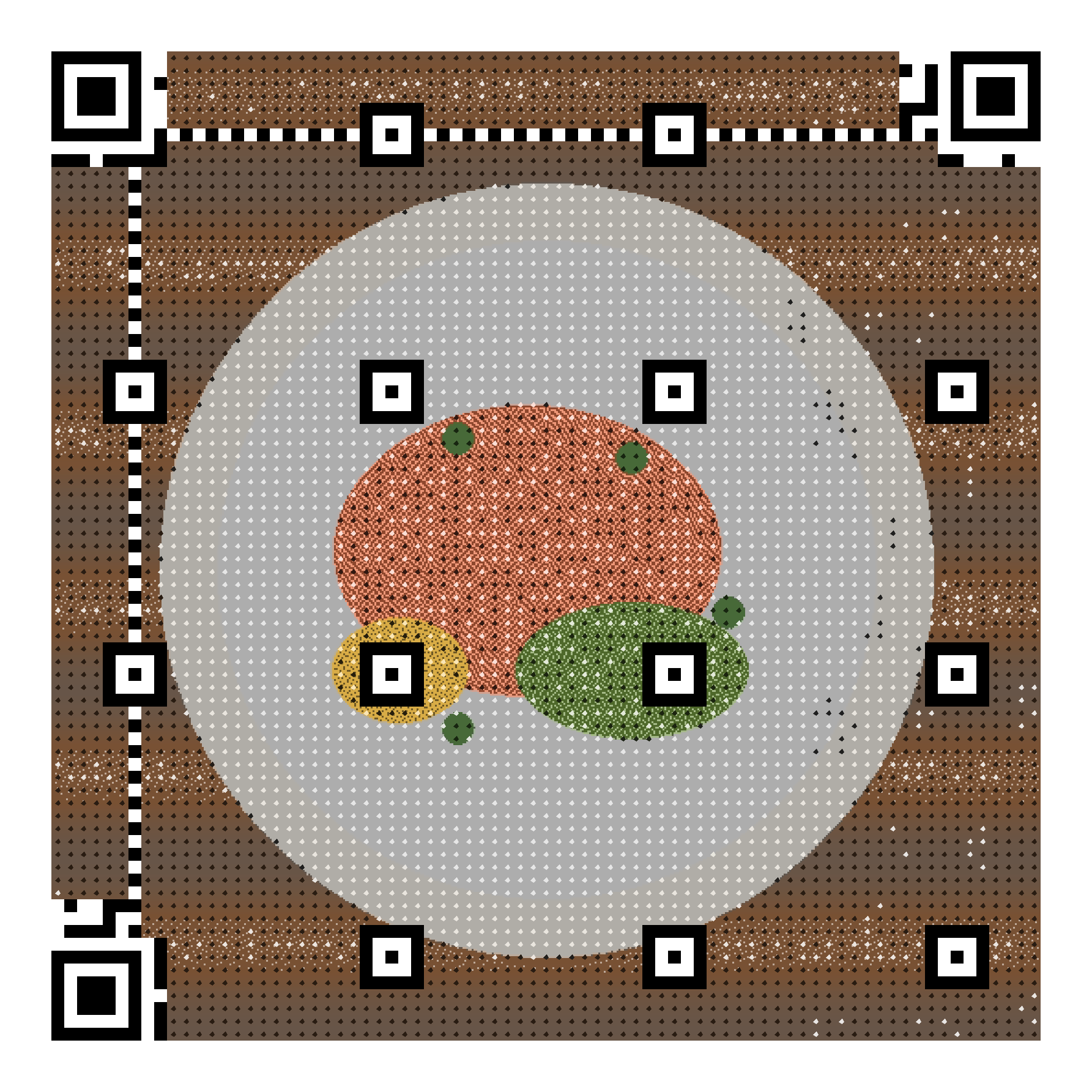 Scannable QR code generated from a photo of a plated dish on a wooden table